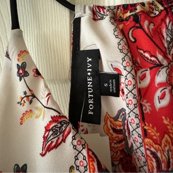 Fortune + Ivy Small Tank Blouse Bandana Dressy, Red, Yellow, Black, White Boho - Picture 6 of 9